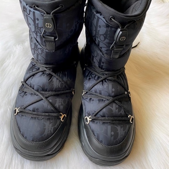 Christian Dior Snow Boots Oblique Black Logo Winter Ski Lace Up Monogram Logo - Picture 7 of 14